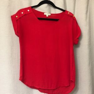 Red shirt with gold button detail